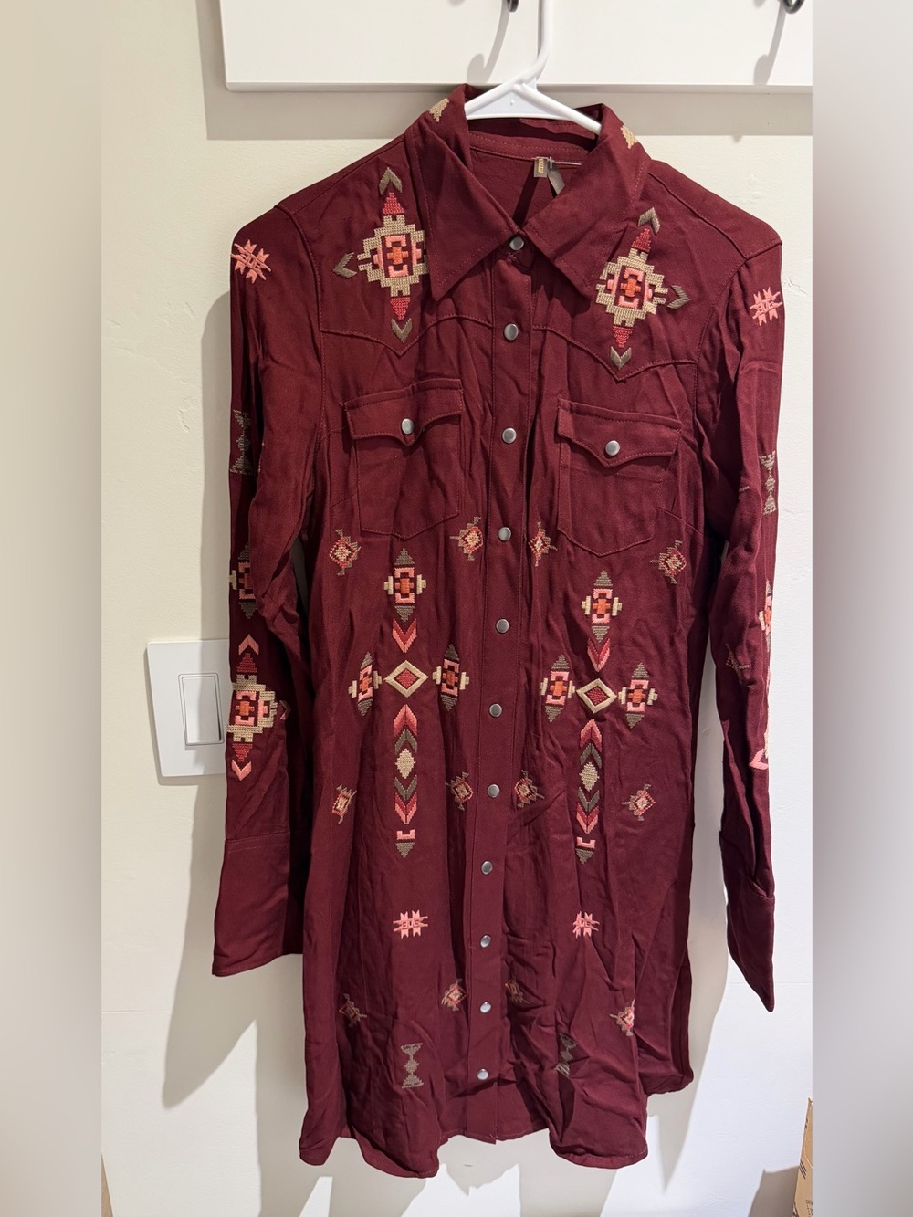 Stetson Women's Shirt Dress Burgundy XS